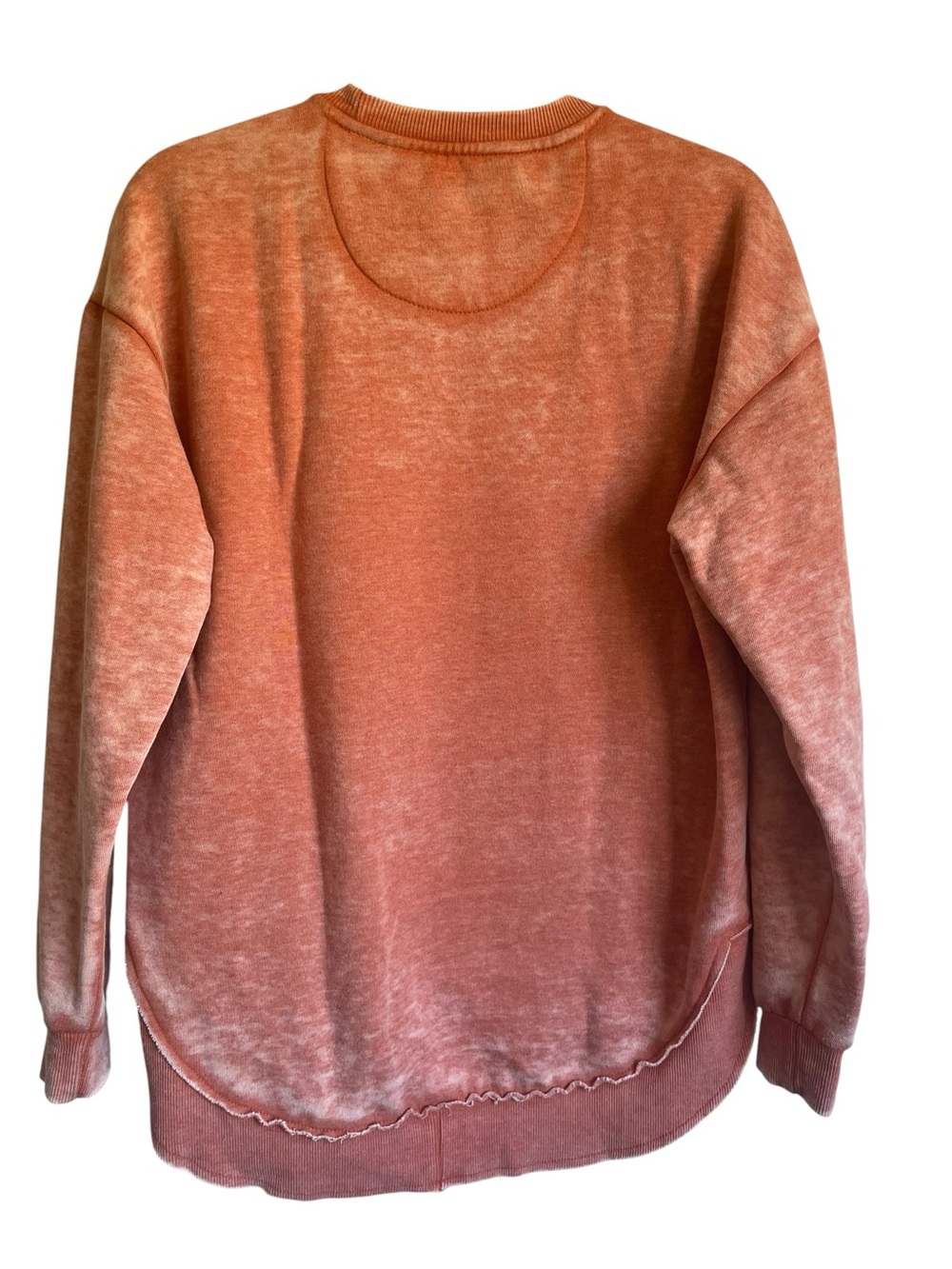 Pressbox Washed Coral Texas Longhorns Crewneck Sweatshirt Oversized Curved Hem - Picture 4 of 6